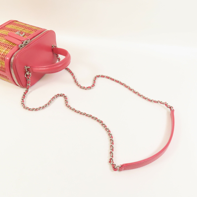 CHANEL Wicker Vanity銀扣鏈帶手挽肩背兩用袋-5