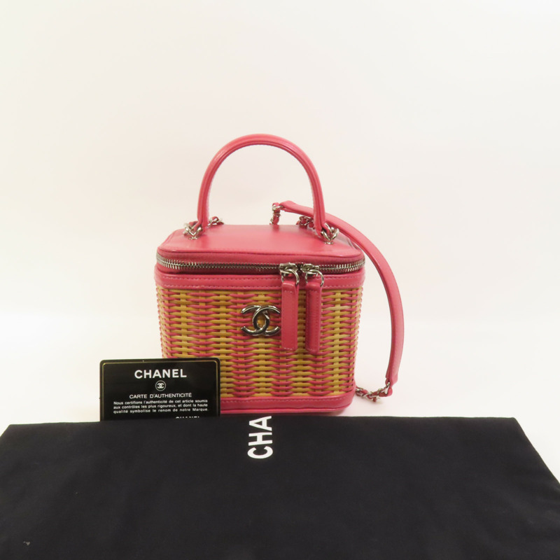 CHANEL Wicker Vanity銀扣鏈帶手挽肩背兩用袋-9