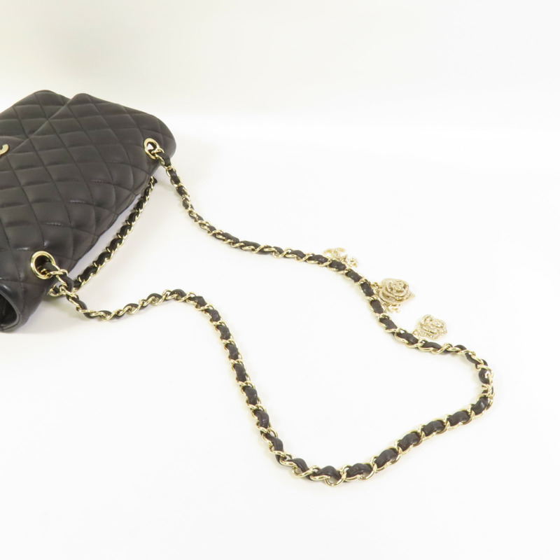 CHANEL 羊皮皮革Chain Shoulder金扣鏈帶肩背袋-5