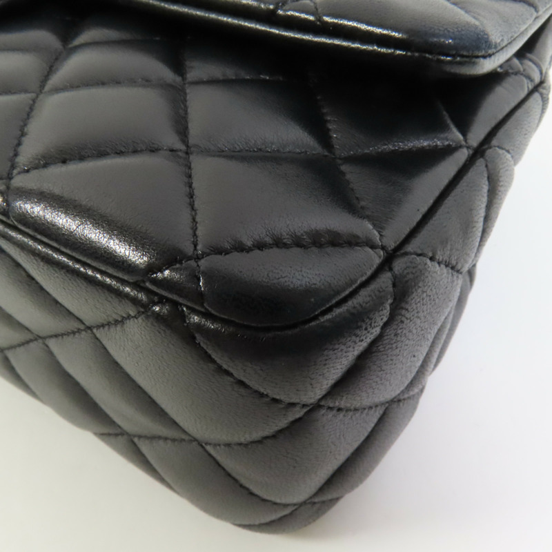 CHANEL 羊皮皮革Chain Shoulder金扣鏈帶肩背袋-12