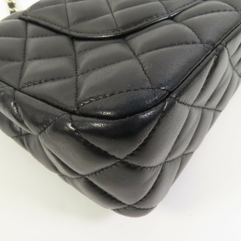 CHANEL 羊皮皮革Chain Shoulder金扣鏈帶肩背袋-13