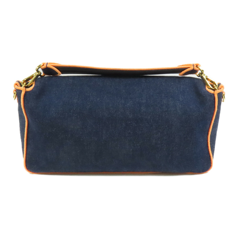 FENDI 牛仔布Baguette Large金扣手挽肩背兩用袋-1