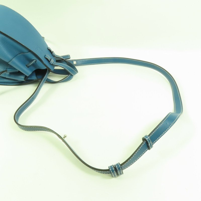 LOEWE 牛皮皮革Mini Hammock Drawstring銀扣手挽肩背兩用袋-5