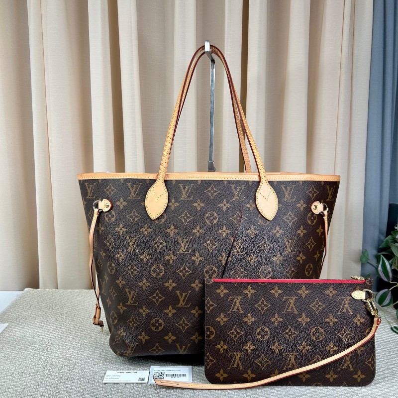 LV路易威登neverfull老花購物袋子母包 經典老花滿印 紅色內裡 手拎單肩腋下包 萬年經典款 實用大容量 日常出街旅遊度假都Ok-6