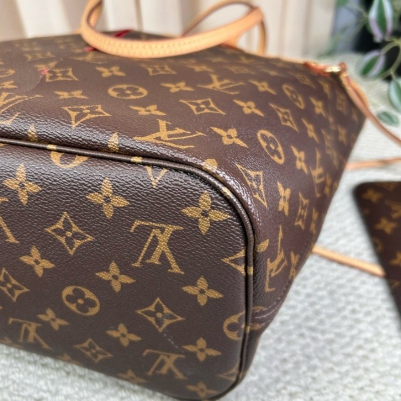 LV路易威登neverfull老花購物袋子母包 經典老花滿印 紅色內裡 手拎單肩腋下包 萬年經典款 實用大容量 日常出街旅遊度假都Ok-8