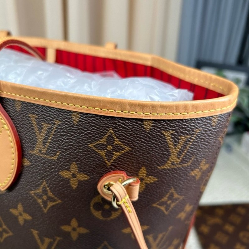 LV路易威登neverfull老花購物袋子母包 經典老花滿印 紅色內裡 手拎單肩腋下包 萬年經典款 實用大容量 日常出街旅遊度假都Ok-16