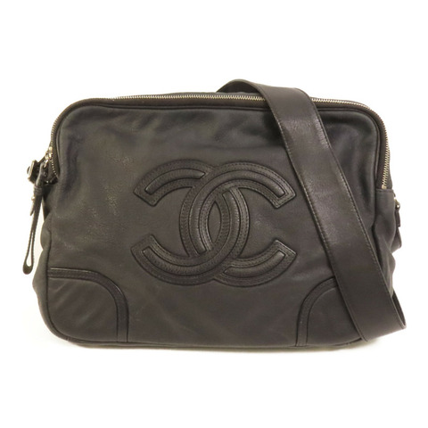 CHANEL 牛皮皮革Shoulder Bag銀扣肩背袋