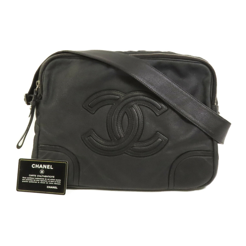 CHANEL 牛皮皮革Shoulder Bag銀扣肩背袋-11