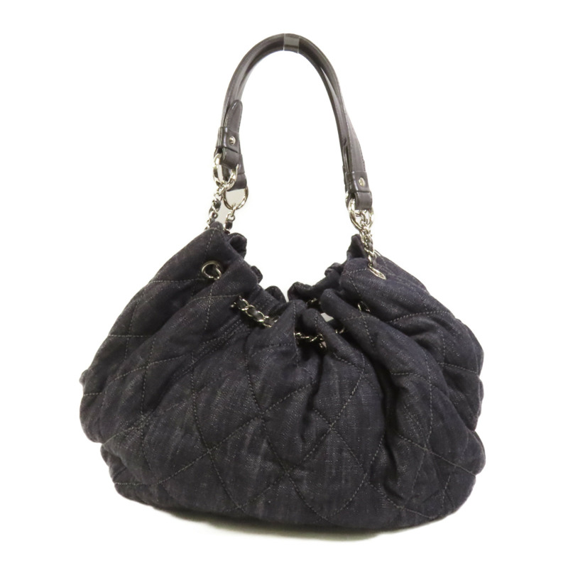 CHANEL 牛仔布Shoulder Bag銀扣肩背袋-1