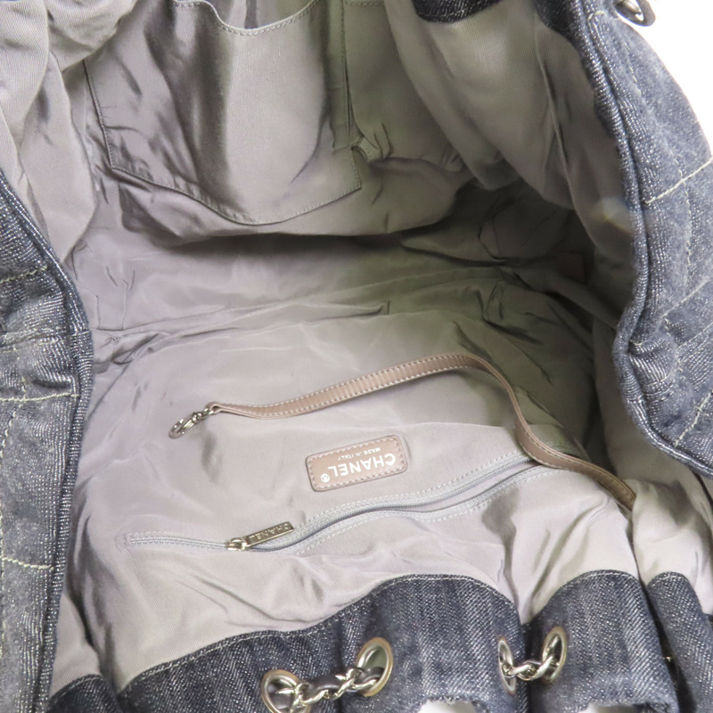 CHANEL 牛仔布Shoulder Bag銀扣肩背袋-4