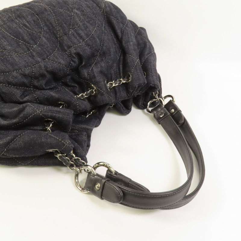CHANEL 牛仔布Shoulder Bag銀扣肩背袋-5