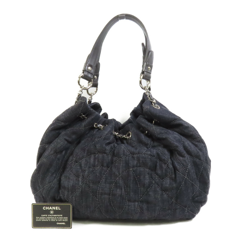 CHANEL 牛仔布Shoulder Bag銀扣肩背袋-11