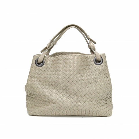 BOTTEGA VENETA 灰色羊皮鎢鋼扣經典編織手提單肩包