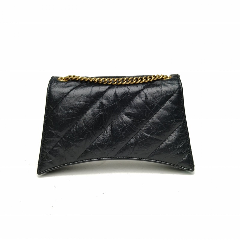 BALENCIAGA 黑色牛皮CRUSH沙漏復古做舊手提單肩包-2