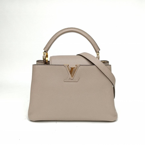 LOUIS VUITTON CapucinesBB27灰色牛皮金扣晶片肩背包