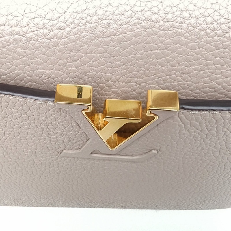LOUIS VUITTON CapucinesBB27灰色牛皮金扣晶片肩背包-4