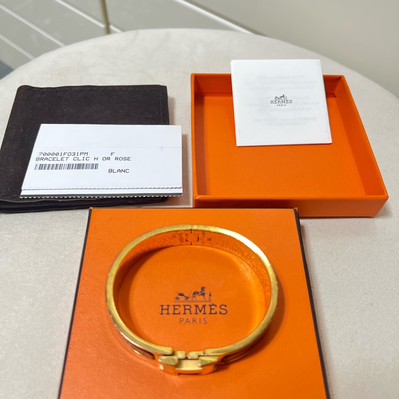 愛馬仕 Hermes Clic H 手環 玫瑰金 黑-1