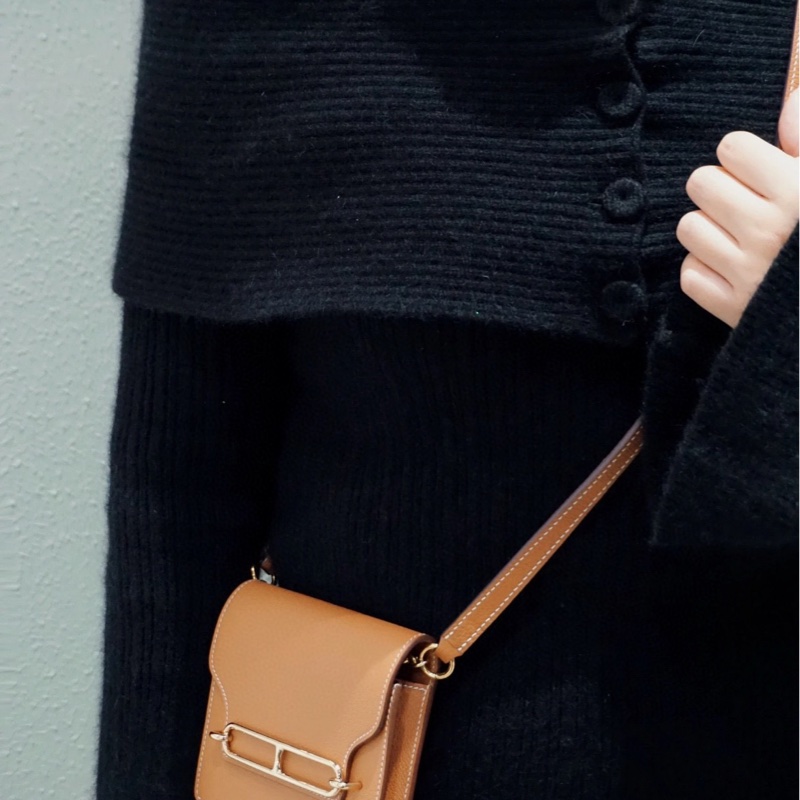 Hermes 愛馬仕 金棕金扣roulis slim豬鼻子腰包-6