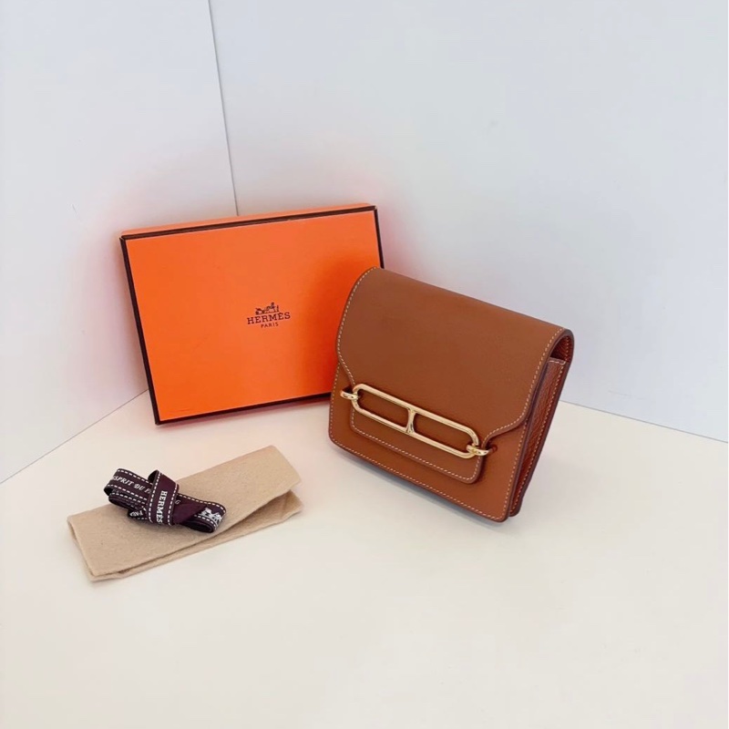 Hermes 愛馬仕 金棕金扣roulis slim豬鼻子腰包-8