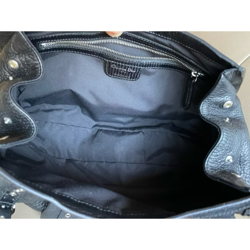 ［降價］限量款• Dior SAVANE Small Flap Double Handle Bag黑色牛皮肩背手提包-4