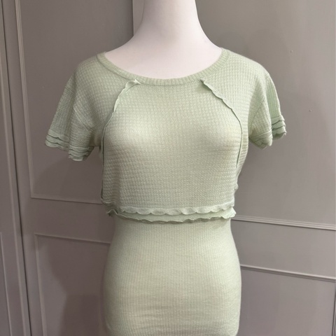 《新歡舊愛》近新LV路易威登淺柔青綠色70羊絨+30絲薄上衣L