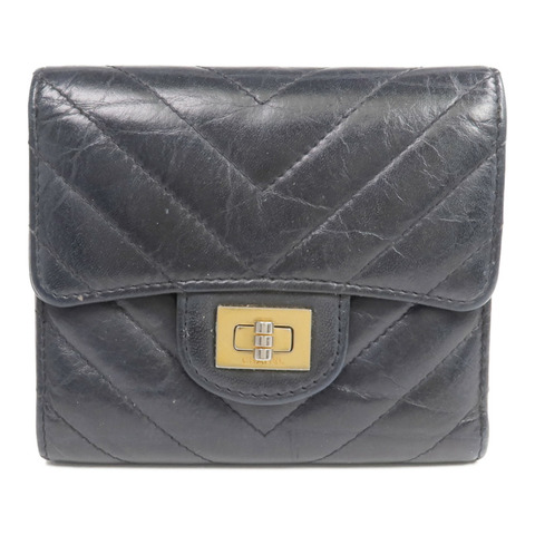 CHANEL 牛皮皮革2.55 Wallet金扣錢包