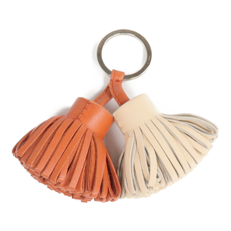 HERMES Milo皮革Carmen Uno-Dos Key Ring銀扣鎖匙扣-1