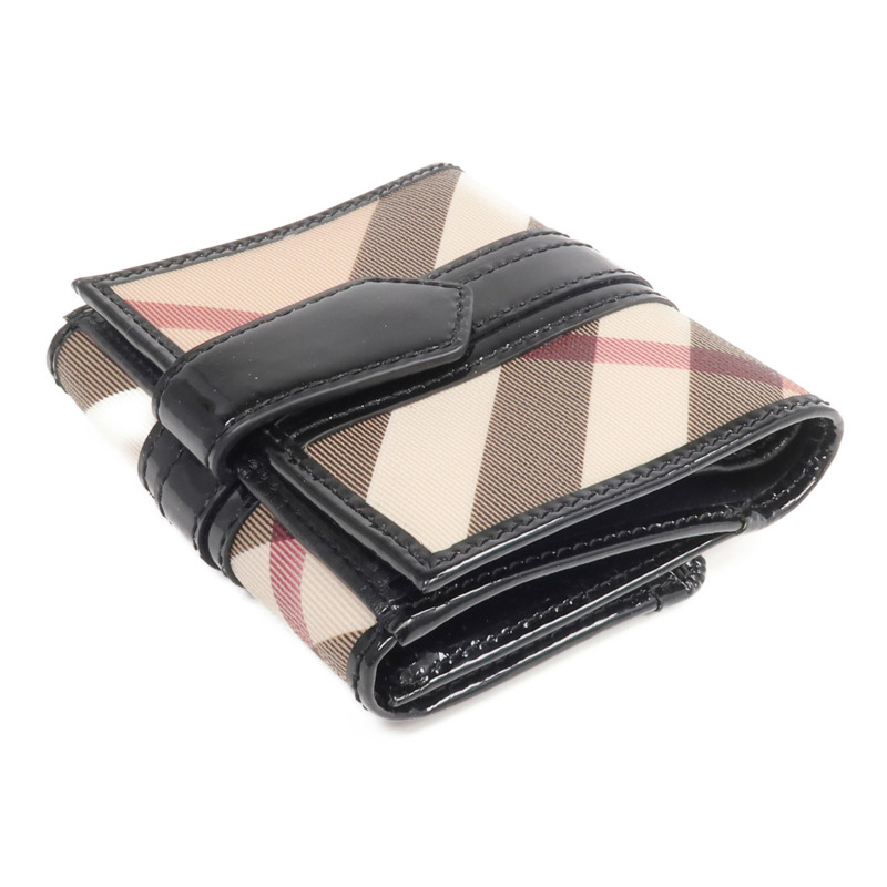 BURBERRY 塗層帆布/漆皮皮革/皮革Wallet銀扣錢包-4