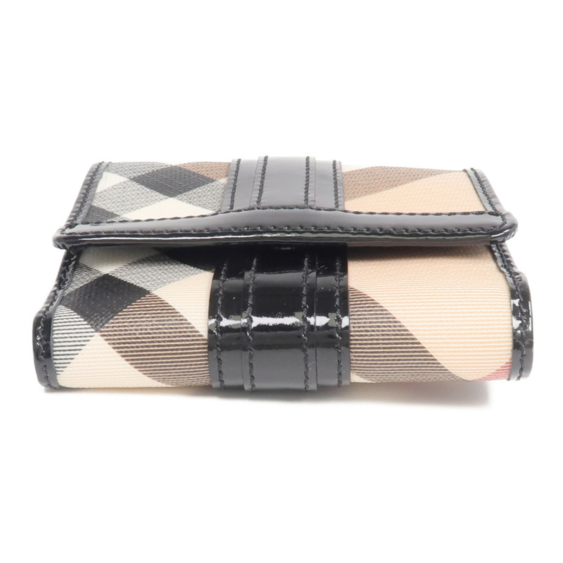 BURBERRY 塗層帆布/漆皮皮革/皮革Wallet銀扣錢包-5