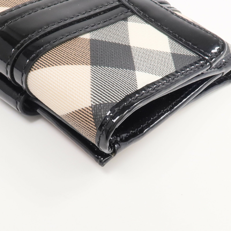 BURBERRY 塗層帆布/漆皮皮革/皮革Wallet銀扣錢包-9