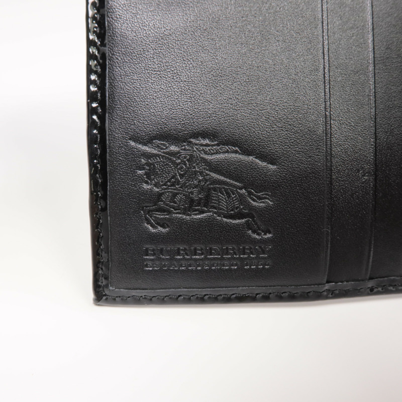 BURBERRY 塗層帆布/漆皮皮革/皮革Wallet銀扣錢包-11