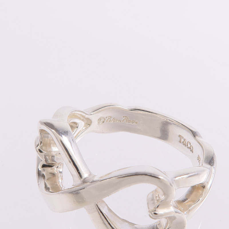 TIFFANY＆CO 925純銀Paloma Picasso Double Loving Heart Ring戒指US#6-4