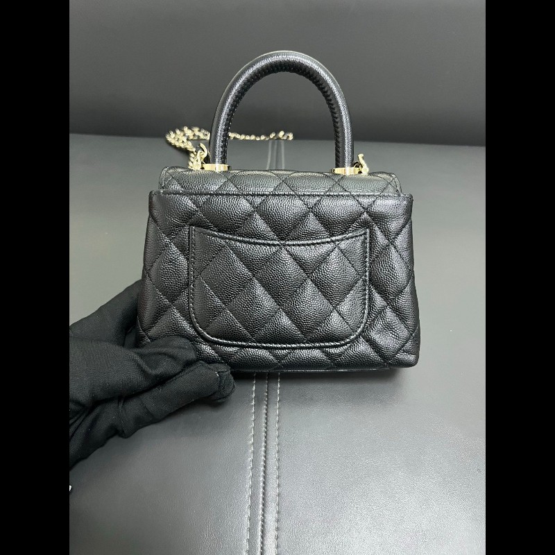 Chanel coco handle super mini 黑金荔枝牛-2