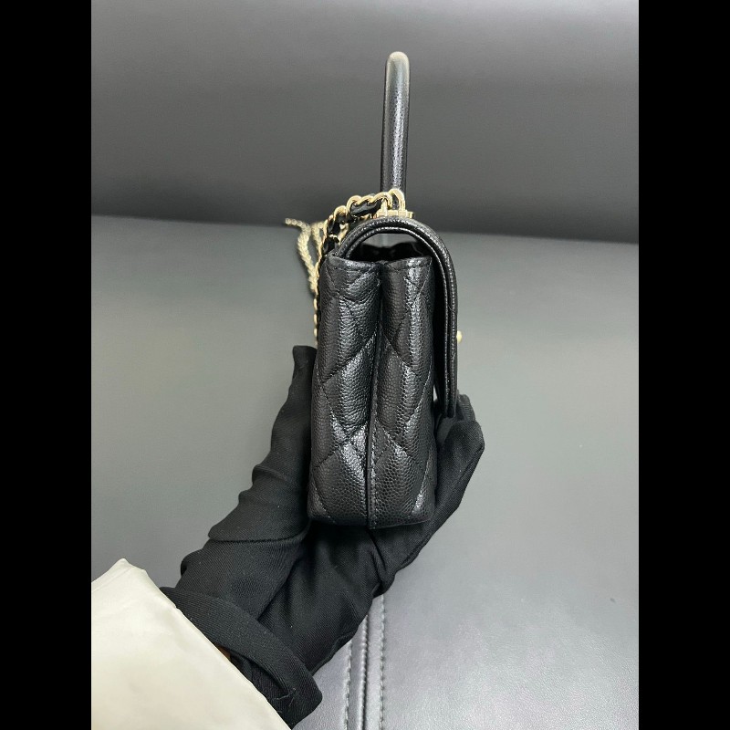 Chanel coco handle super mini 黑金荔枝牛-3