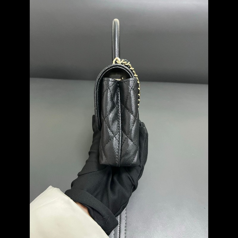 Chanel coco handle super mini 黑金荔枝牛-4
