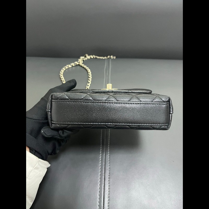 Chanel coco handle super mini 黑金荔枝牛-5