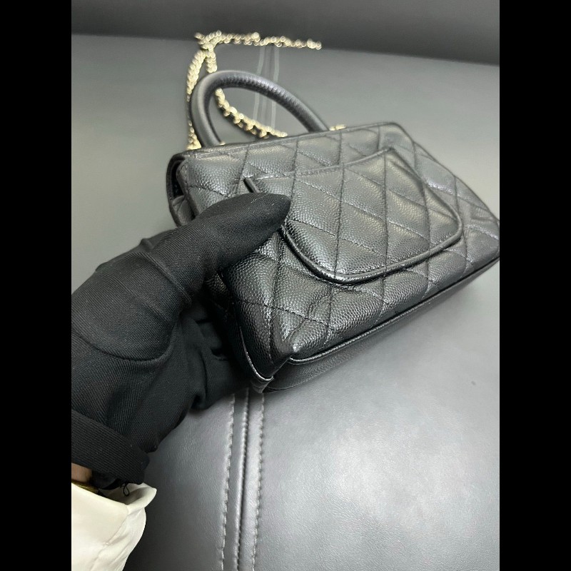 Chanel coco handle super mini 黑金荔枝牛-8