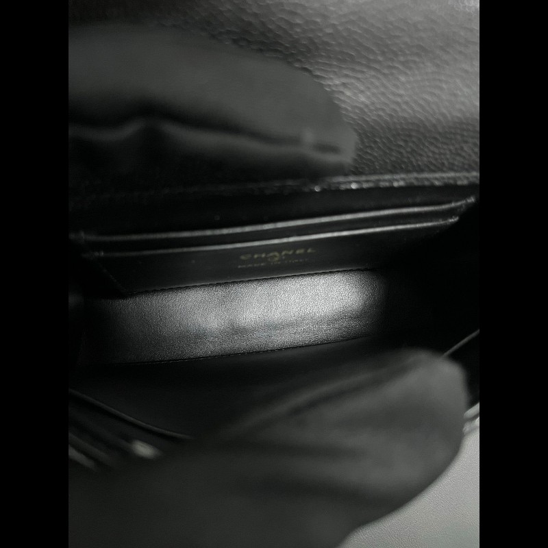 Chanel coco handle super mini 黑金荔枝牛-15