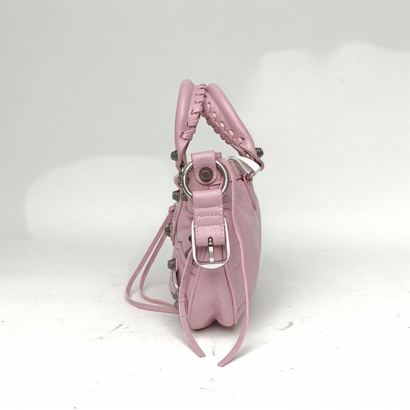 BALENCIAGA 粉紫色羊皮銀扣NeoCagole機車包新款小號肩背包-1