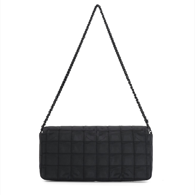 Chanel 黑色Travel Line帆布冰格East West 肩背腋下包-9
