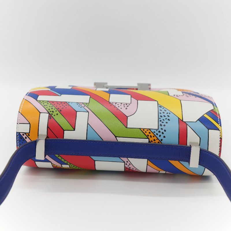 Hermès 愛馬仕 Constance 限量款 多拚色 swift牛皮 銀扣 側背包-8