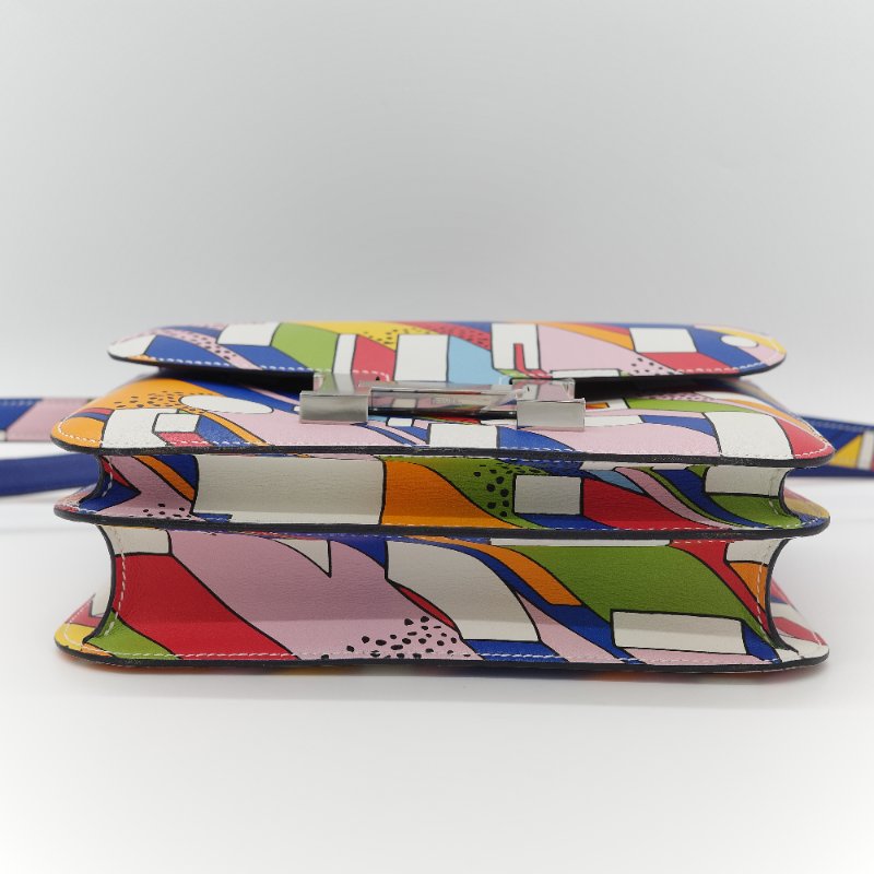 Hermès 愛馬仕 Constance 限量款 多拚色 swift牛皮 銀扣 側背包-9