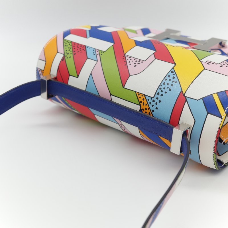 Hermès 愛馬仕 Constance 限量款 多拚色 swift牛皮 銀扣 側背包-11