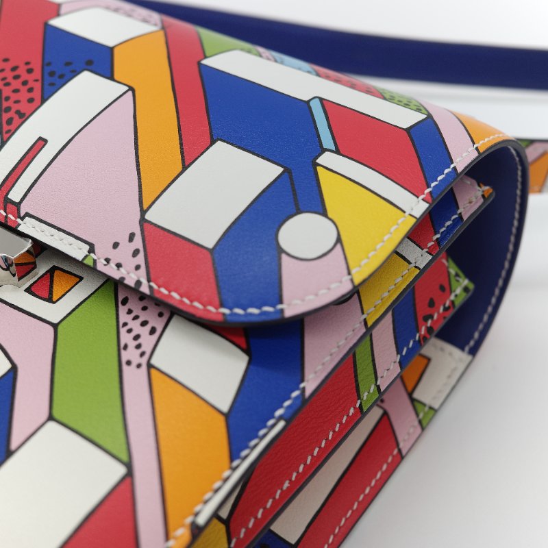 Hermès 愛馬仕 Constance 限量款 多拚色 swift牛皮 銀扣 側背包-15