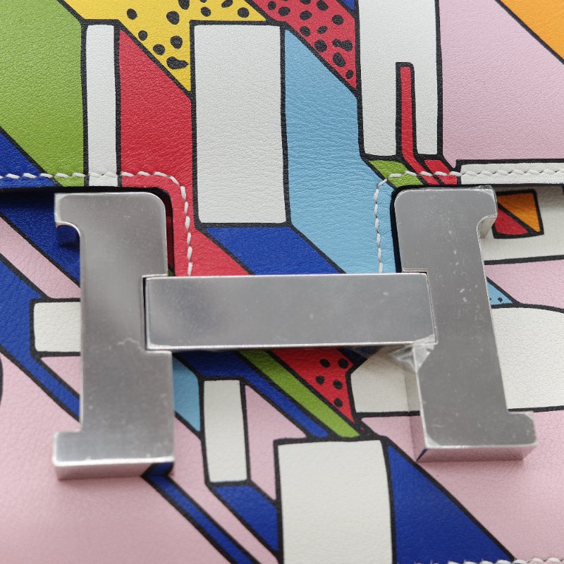 Hermès 愛馬仕 Constance 限量款 多拚色 swift牛皮 銀扣 側背包-18