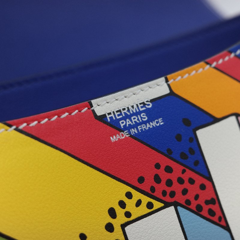 Hermès 愛馬仕 Constance 限量款 多拚色 swift牛皮 銀扣 側背包-22