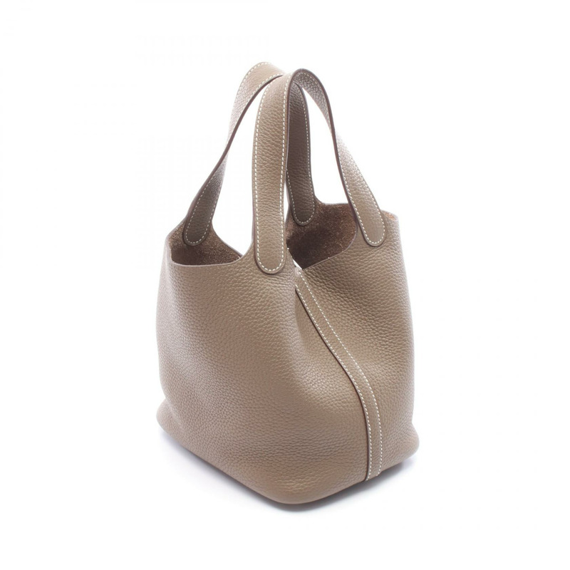 愛馬仕 Picotin Lock PM 手提包 H056289CK18 Clemence 皮革 灰色 SHW 二手 女款-1