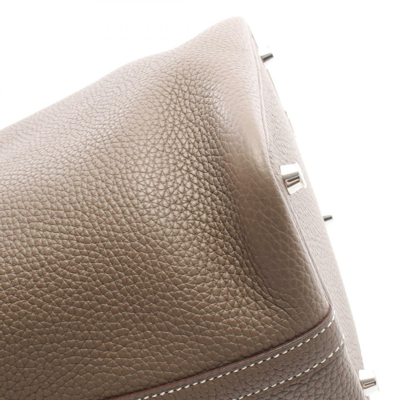 愛馬仕 Picotin Lock PM 手提包 H056289CK18 Clemence 皮革 灰色 SHW 二手 女款-5
