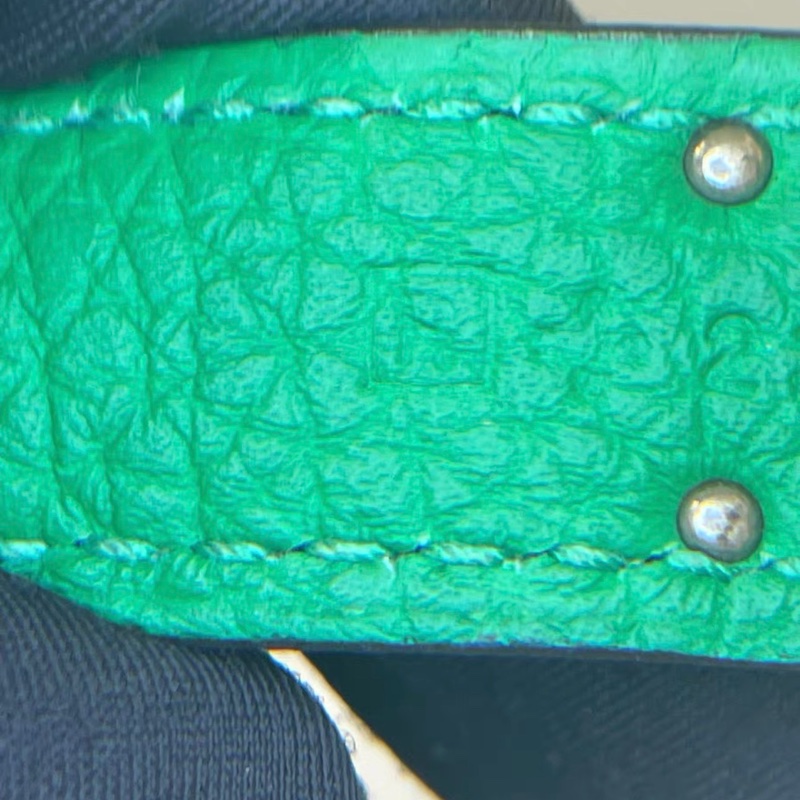 愛馬仕/Hermes Kelly32 竹子綠銀扣 Togo 框R刻 手提肩帶款-6