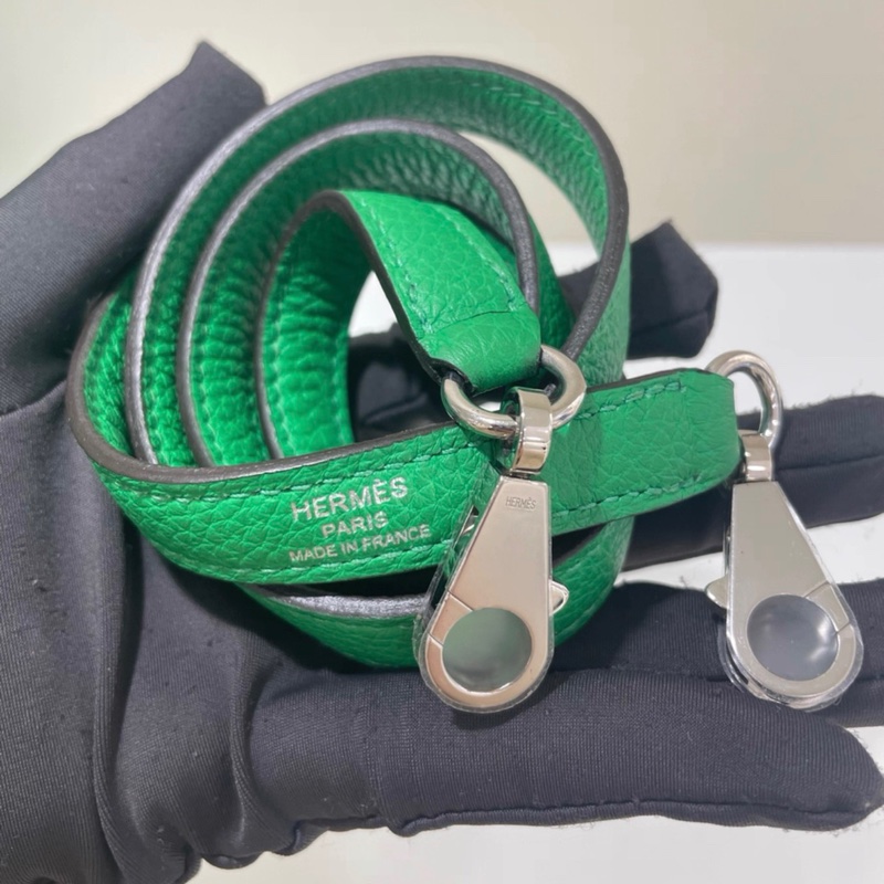 愛馬仕/Hermes Kelly32 竹子綠銀扣 Togo 框R刻 手提肩帶款-8